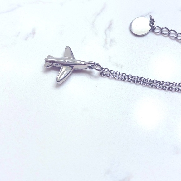 CZ Sterling Airplane necklace, The Wander Club. - Picture 1 of 8